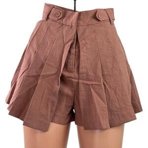 NEW Princess Polly Ryland Tan High Rise Pleated A Line Mini Skirt Skort Short 0